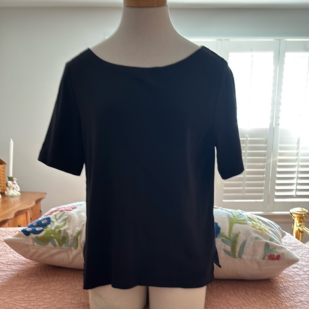 Chico's Black Boxy Short Sleeve Tee